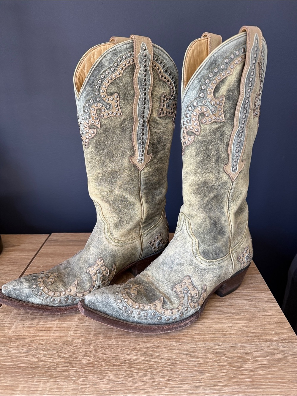 Vintage Old Gringo Green Suede Western Boots SZ 6.5 B